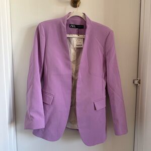 Zara collarless Lavender Women's Blazer